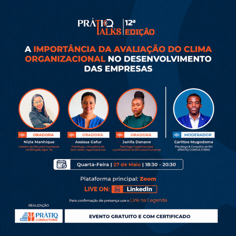 Novo curso12ª Edição do PRÁTIQ TALKS — A Importância da Avaliação do Clima Organizacional no Desenvolvimento das Empresas